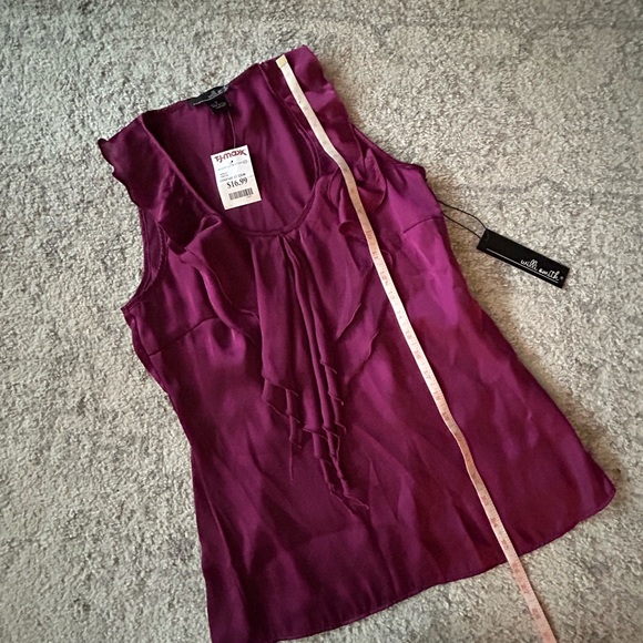 Willi Smith NWT Womens Sleeveless Blouse Small Ruffle Career Satin like - Picture 6 of 9